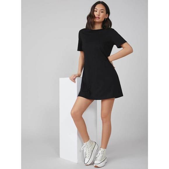 Short sleeve Tee shirt Dress black 💙 - Picture 1 of 11